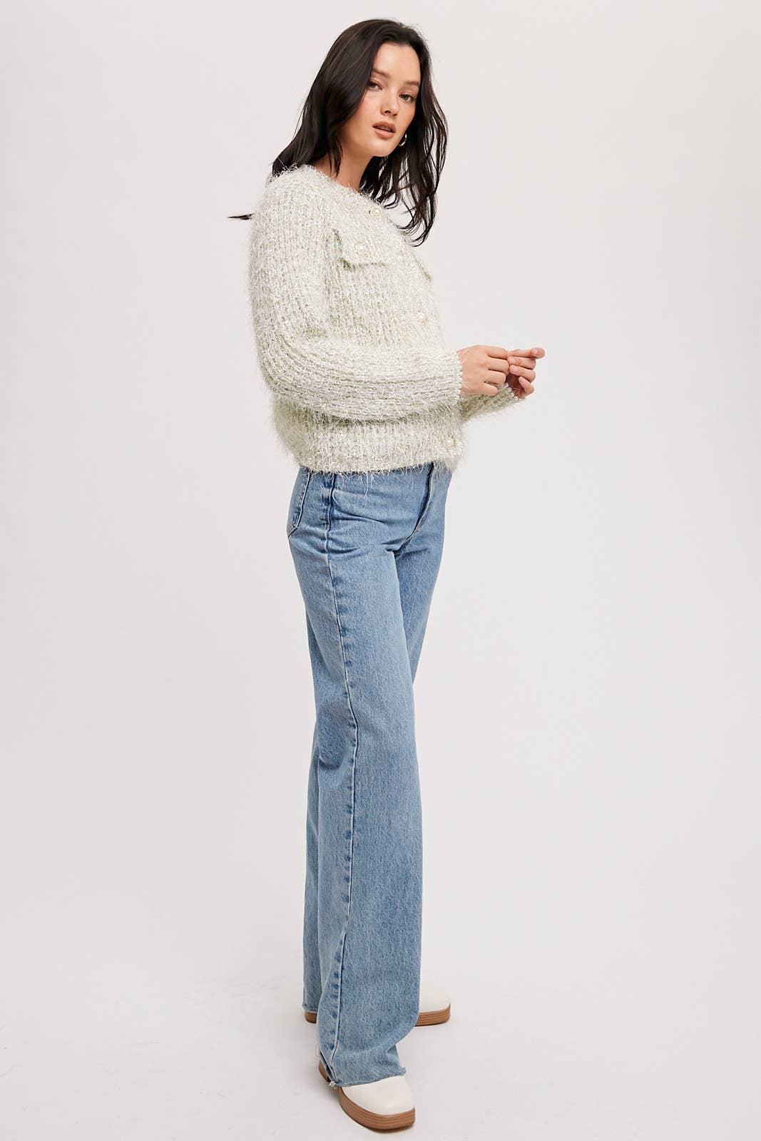 Pearl Button Sweater Jacket