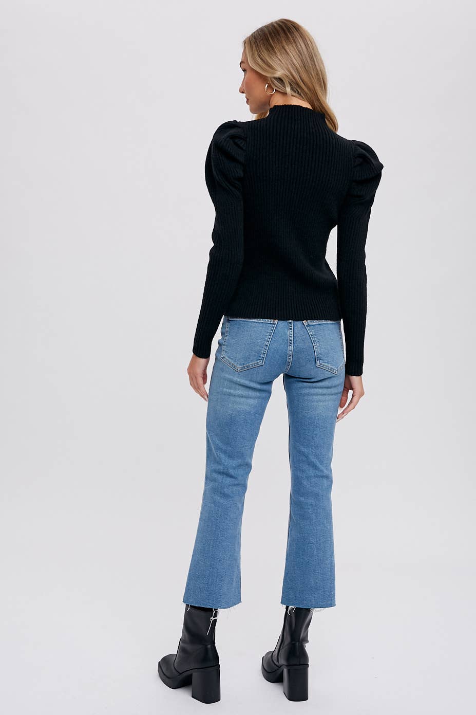 Puff Sleeve Mock Turtleneck