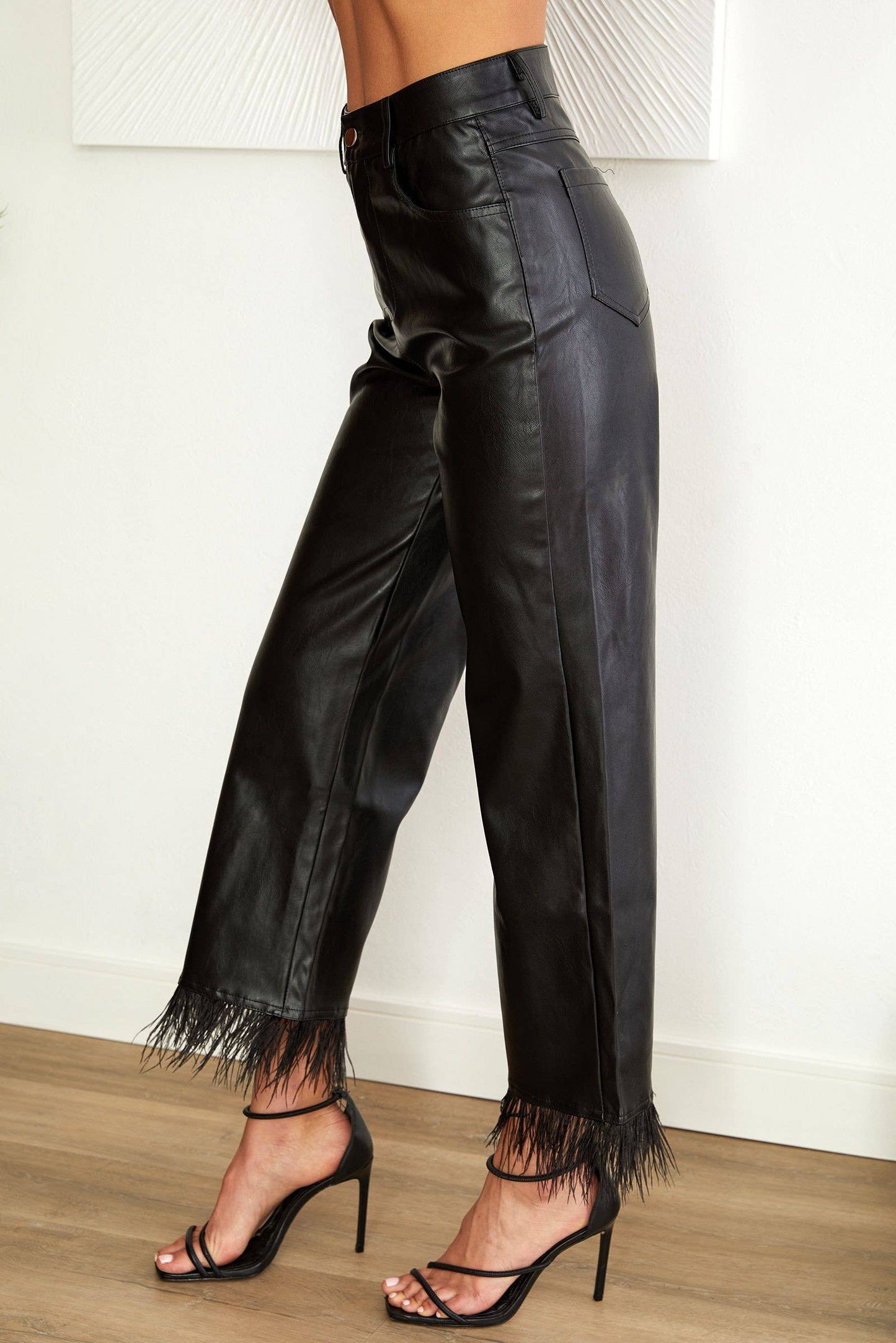 Vegan Leather Fringed Pants