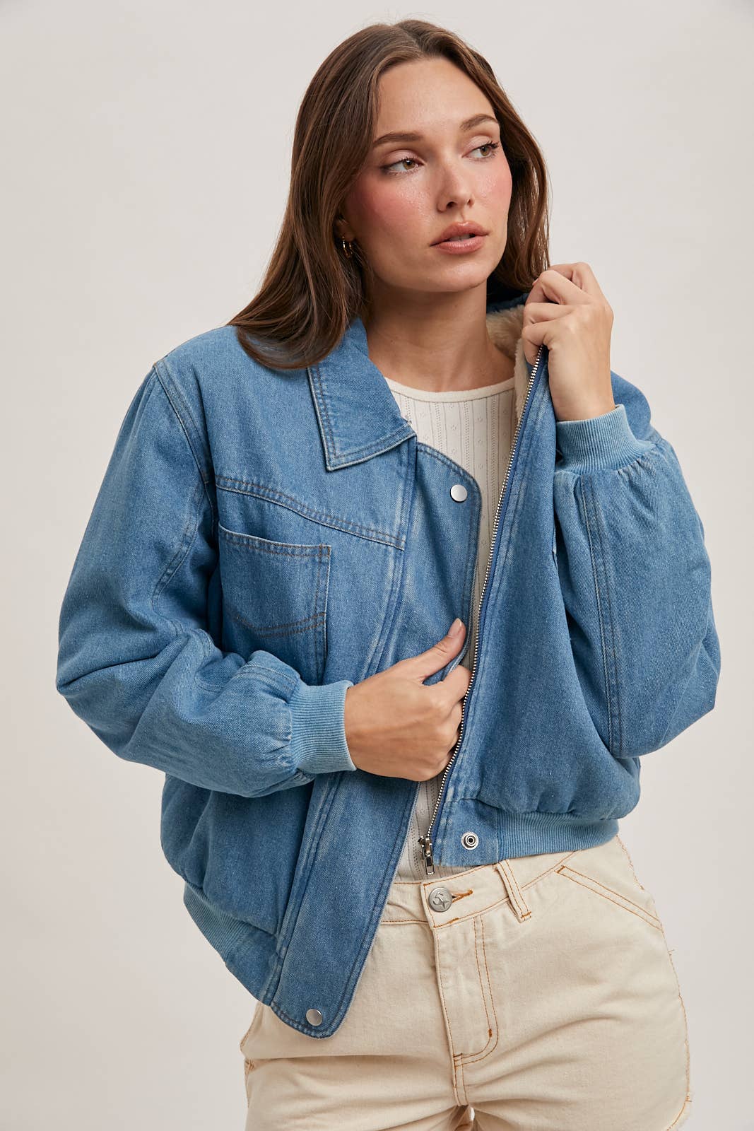 Faux Fur Denim Jacket