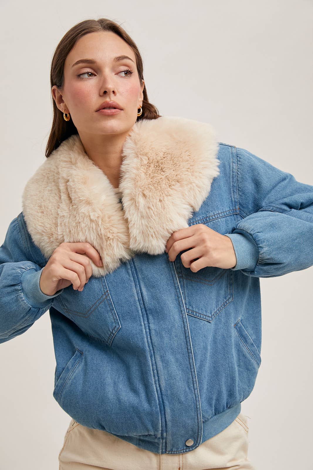 Faux Fur Denim Jacket