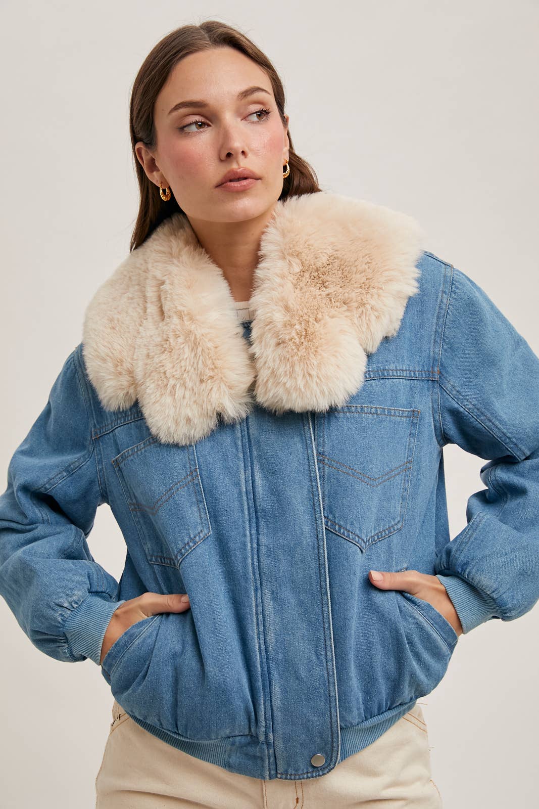 Faux Fur Denim Jacket
