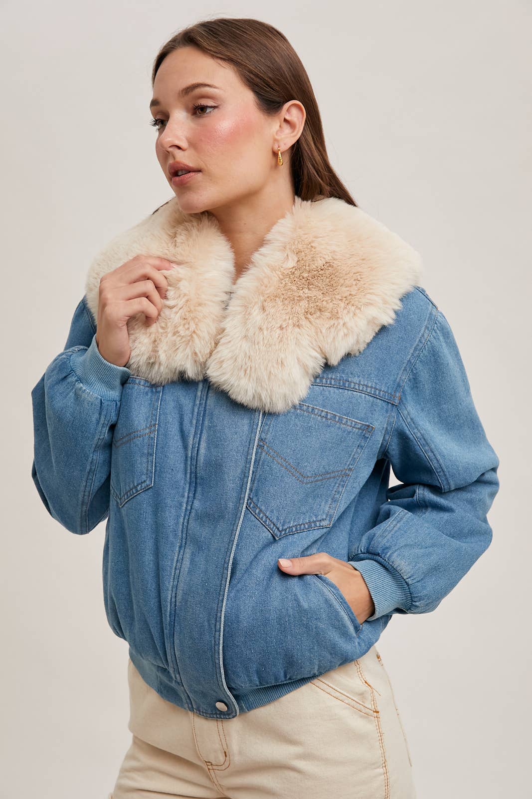 Faux Fur Denim Jacket