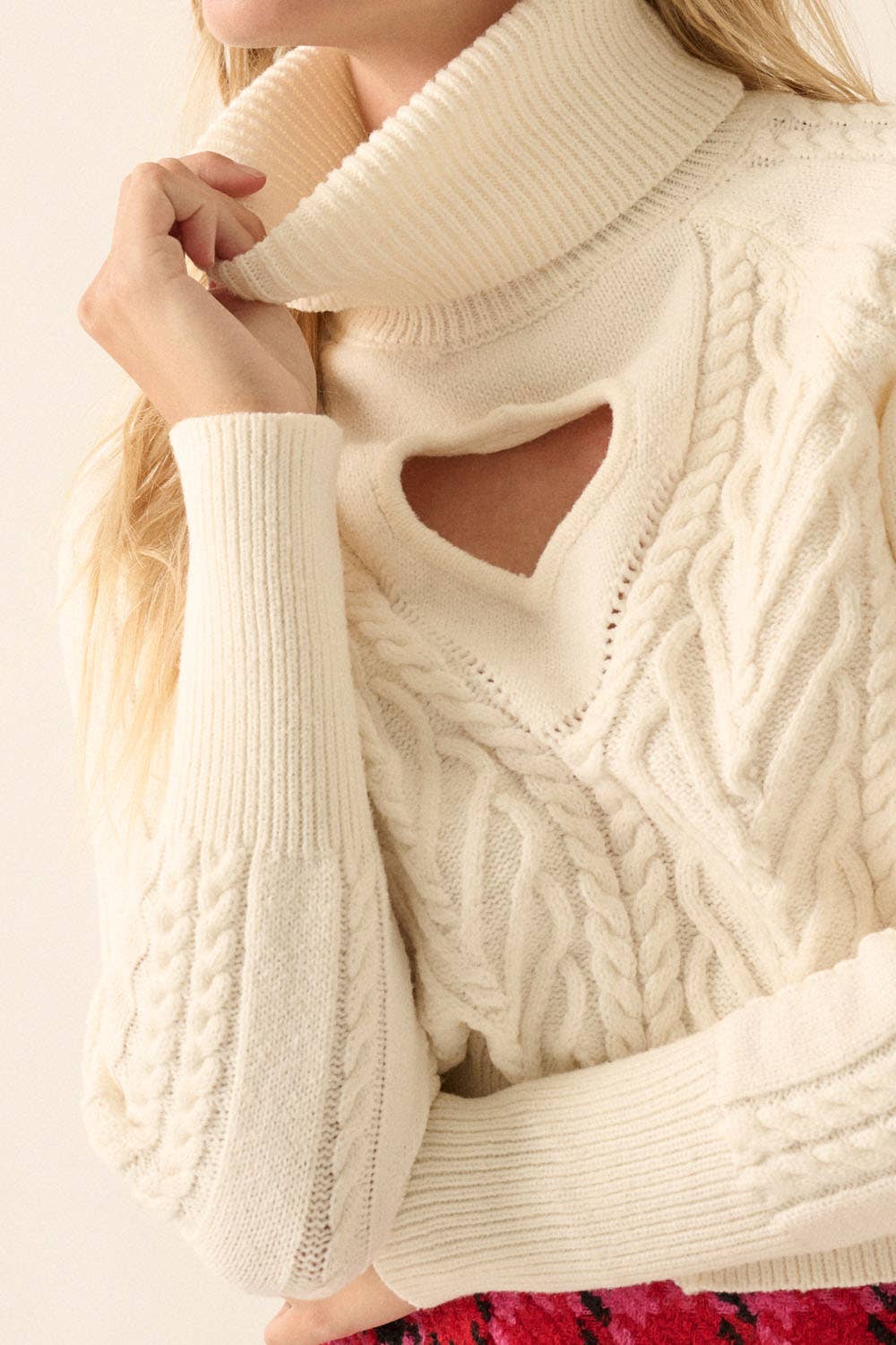 Heart Keyhole Eyelet Sweater