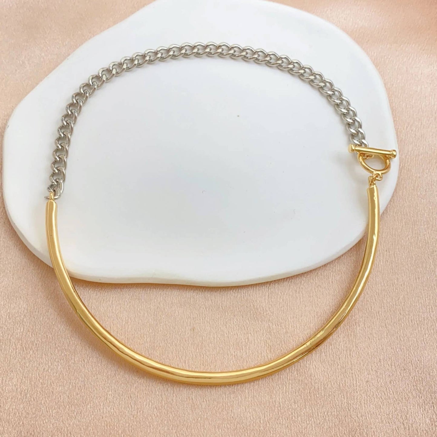 Mix Master Metal Two Tone Stainless Steel Necklace