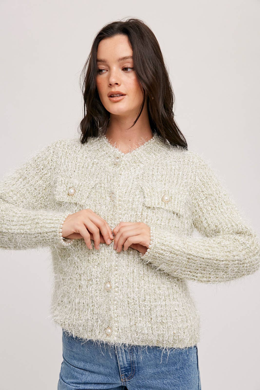 Pearl Button Sweater Jacket