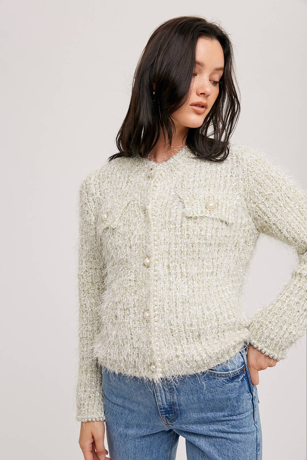 Pearl Button Sweater Jacket
