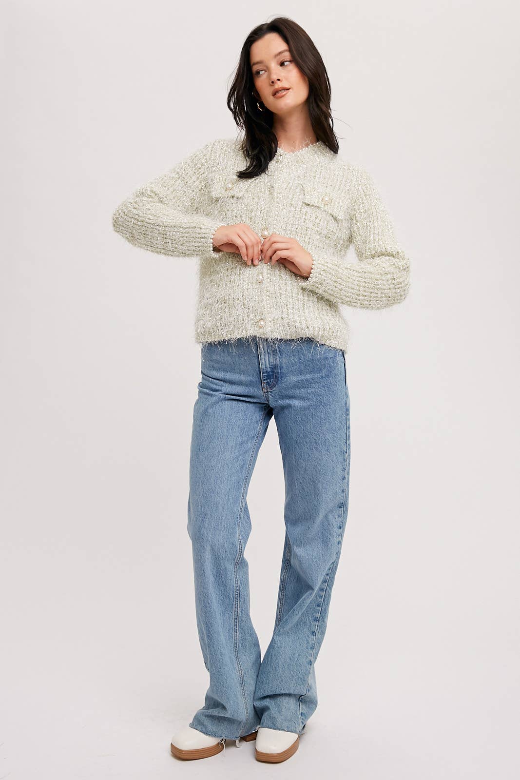 Pearl Button Sweater Jacket
