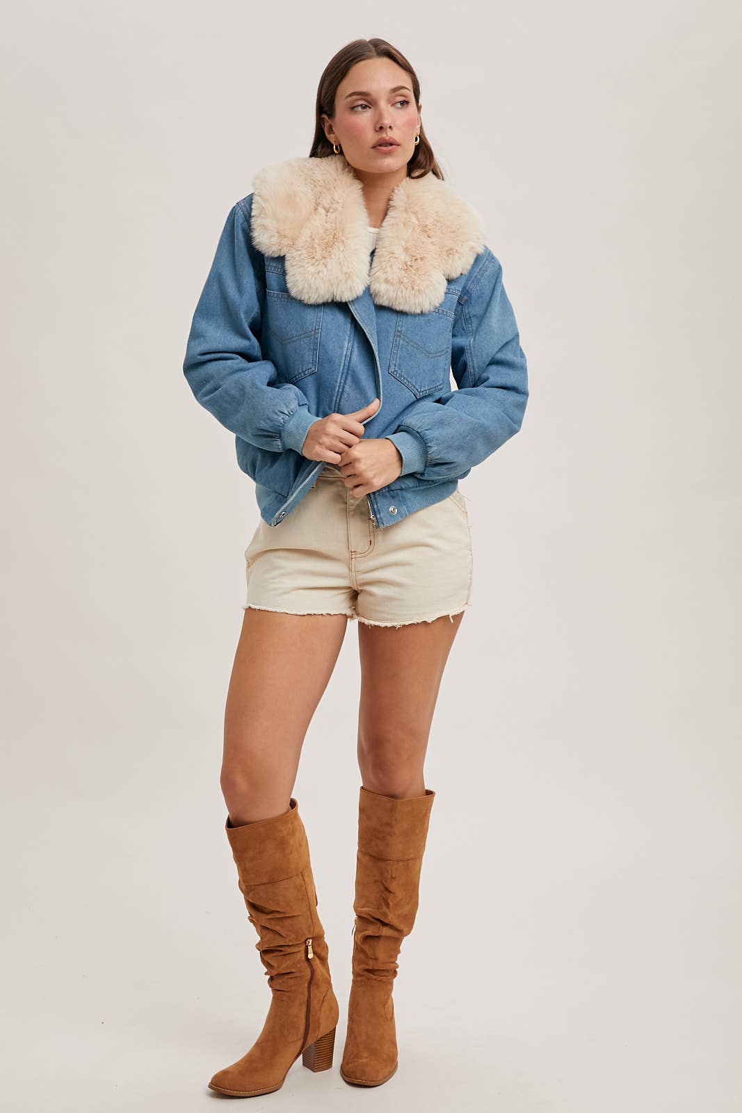 Faux Fur Denim Jacket