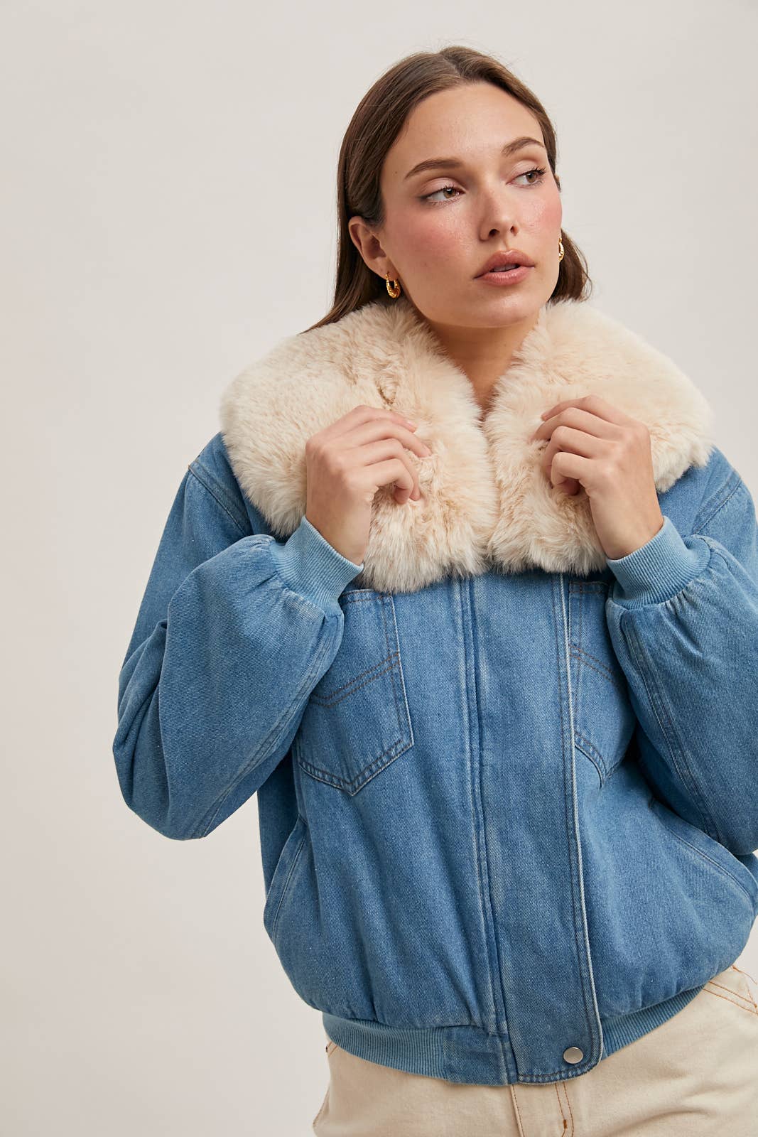 Faux Fur Denim Jacket