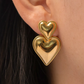 Heart Double Drop Stainless Steel Earring