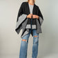 Relaxed Color Block Cape Cardigan Poncho