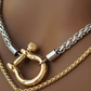 Carabiner Two Toned Horse Bit Necklace