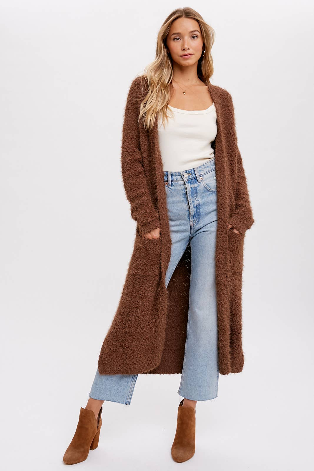 Boucle Long Line Cardigan