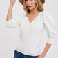 Puff Sleeve VNeck Sweater