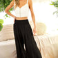 High Rise Wide Leg Smocked Pants