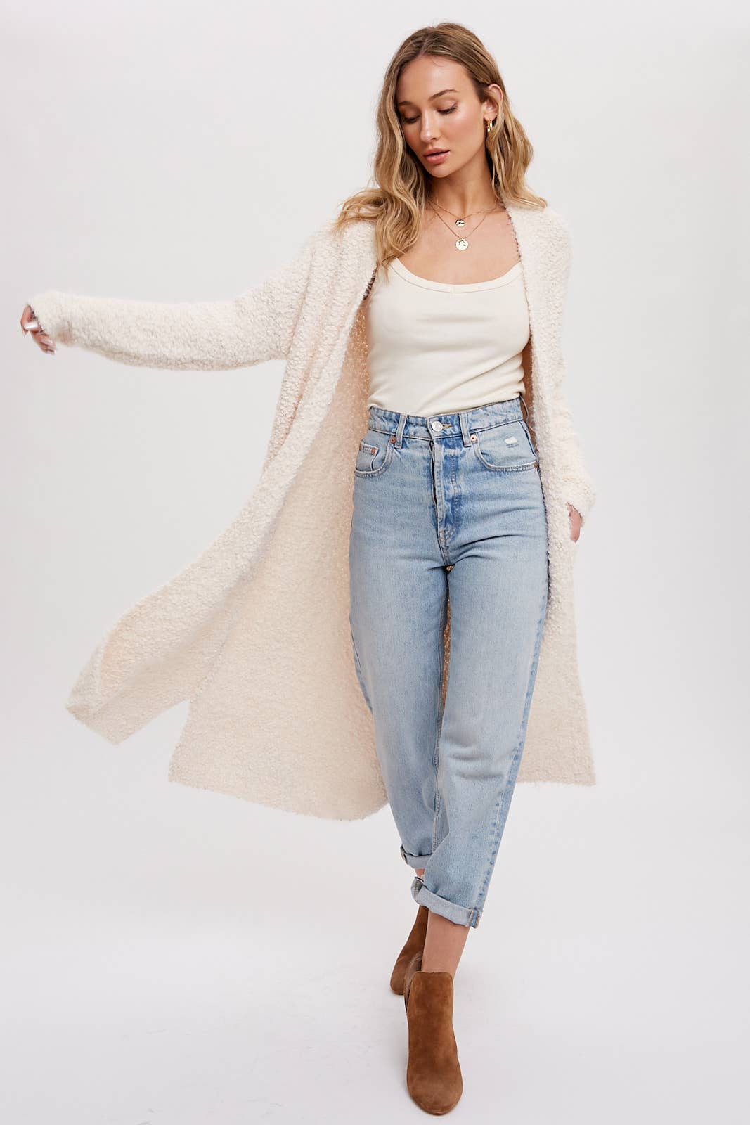 Boucle Long Line Cardigan