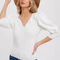 Puff Sleeve VNeck Sweater