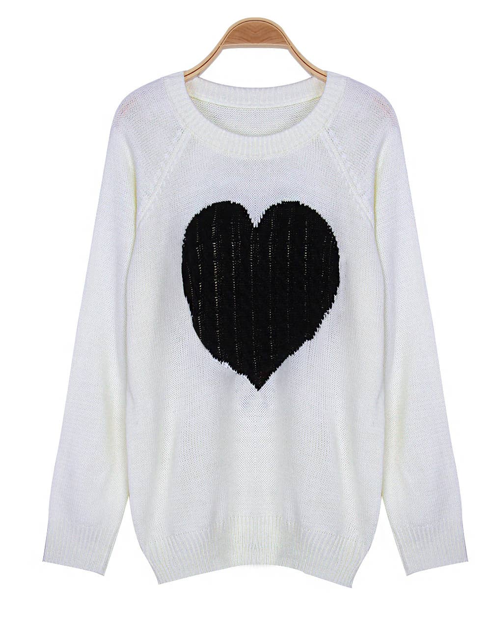 Black and White Knit Heart Sweater