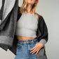 Relaxed Color Block Cape Cardigan Poncho