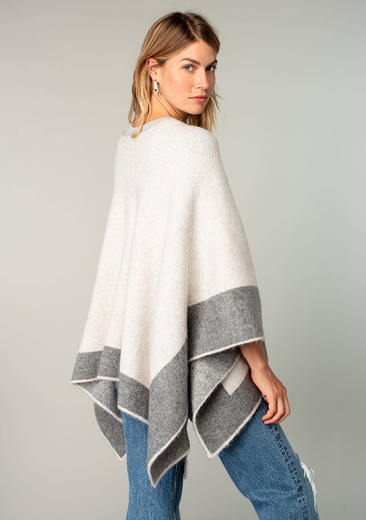 Relaxed Color Block Cape Cardigan Poncho