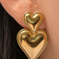 Heart Double Drop Stainless Steel Earring