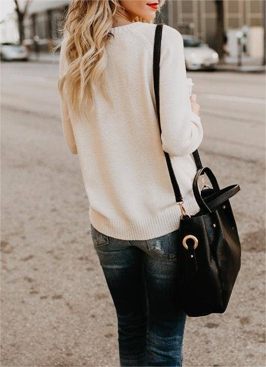 Black and White Knit Heart Sweater