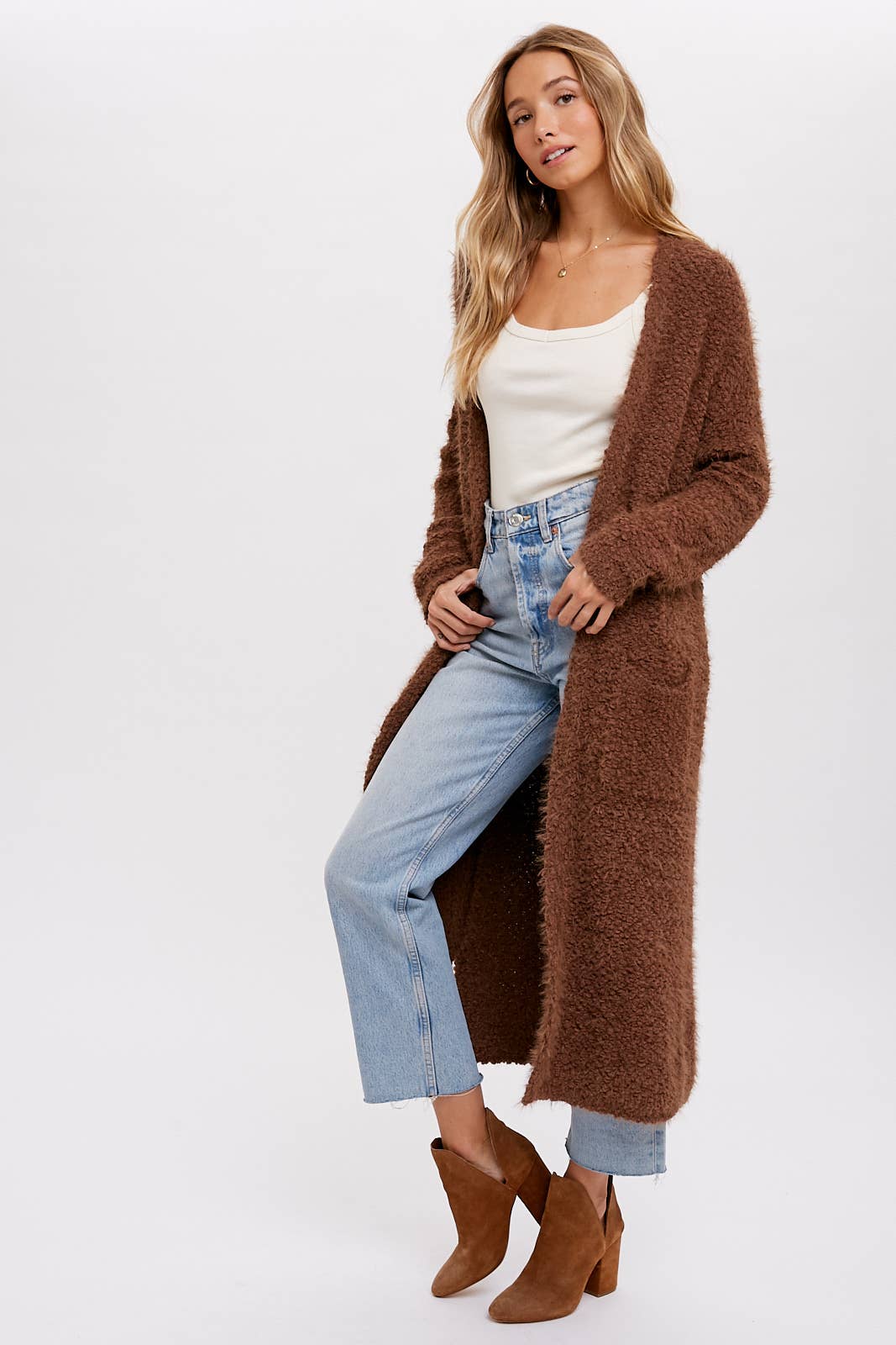 Boucle Long Line Cardigan