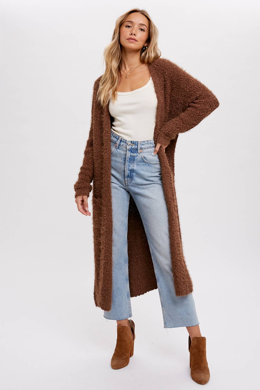 Boucle Long Line Cardigan