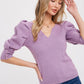 Puff Sleeve VNeck Sweater