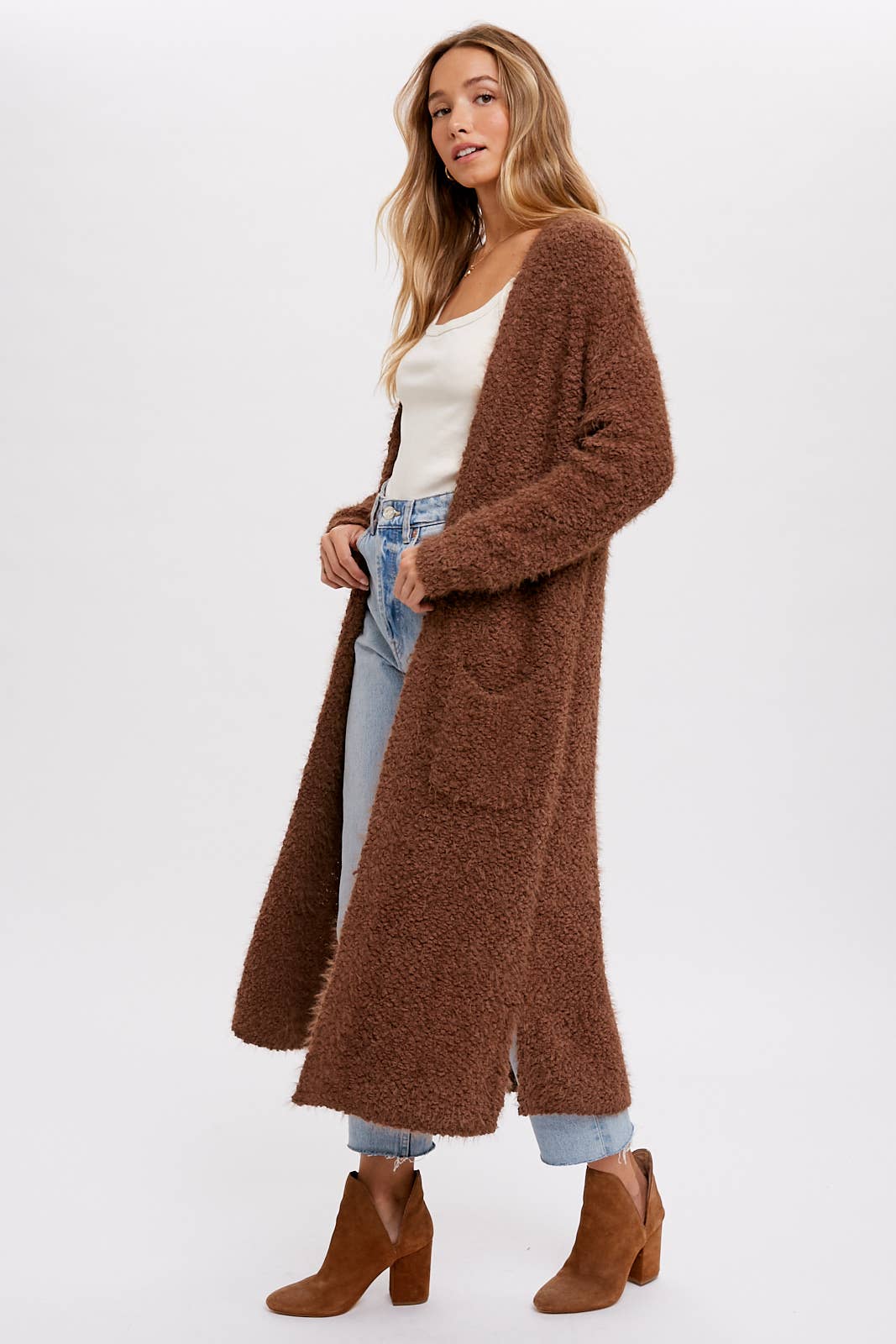 Boucle Long Line Cardigan