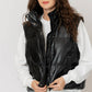 Faux Leather Puffer Vest