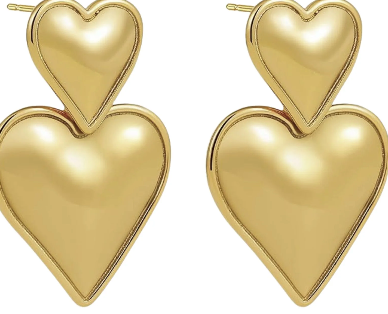 Heart Double Drop Stainless Steel Earring