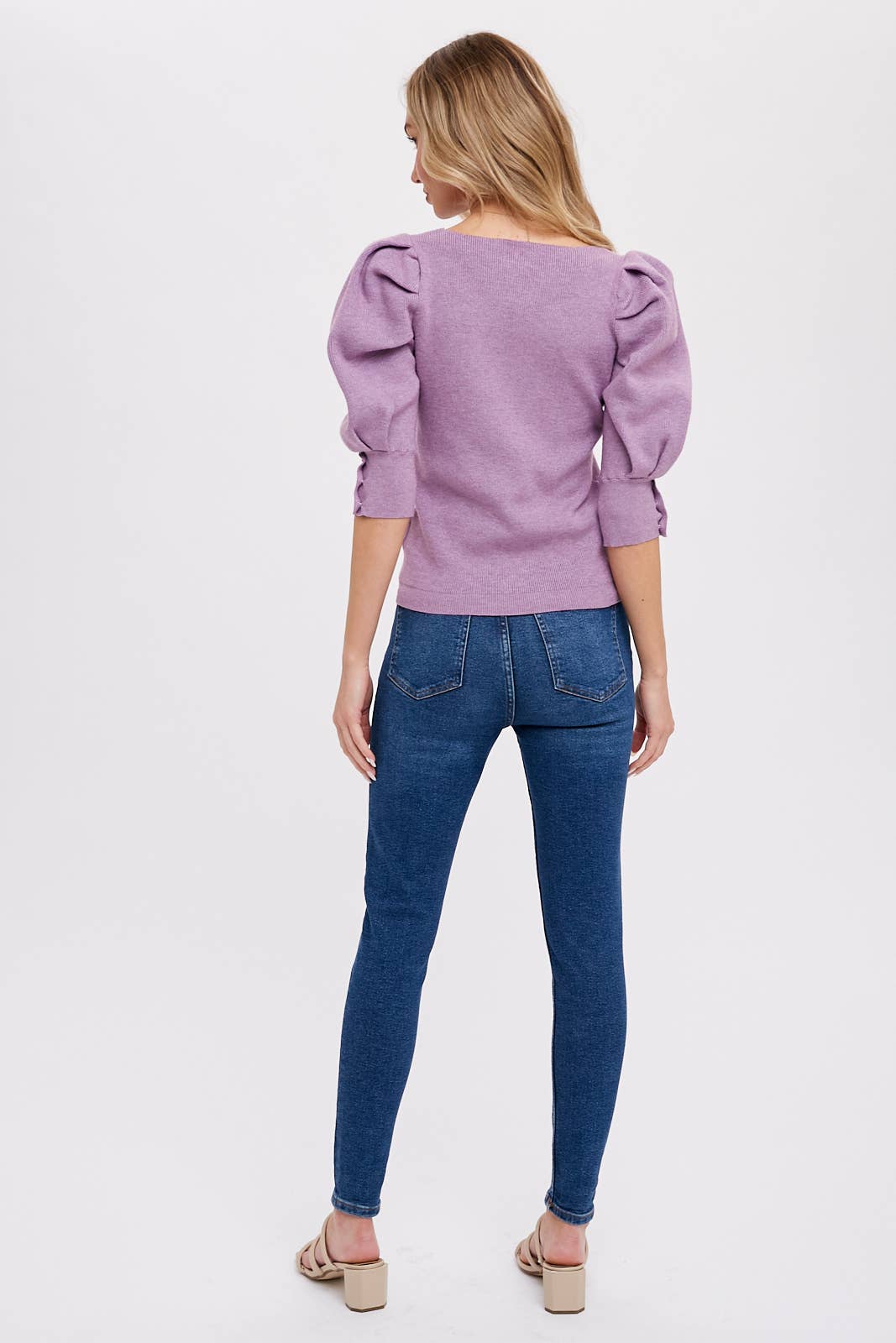 Puff Sleeve VNeck Sweater