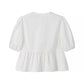 White Puff Sleeve Tie Bow Shirt