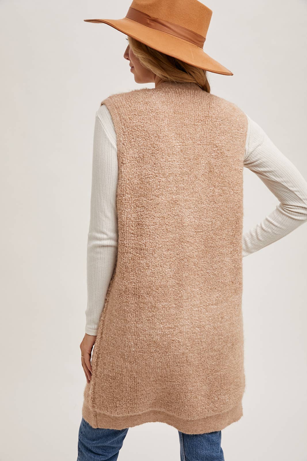 Teddy Knit Long Ling Vest