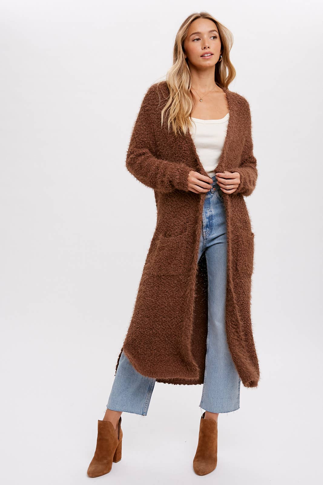 Boucle Long Line Cardigan