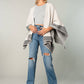 Relaxed Color Block Cape Cardigan Poncho