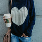 Black and White Knit Heart Sweater