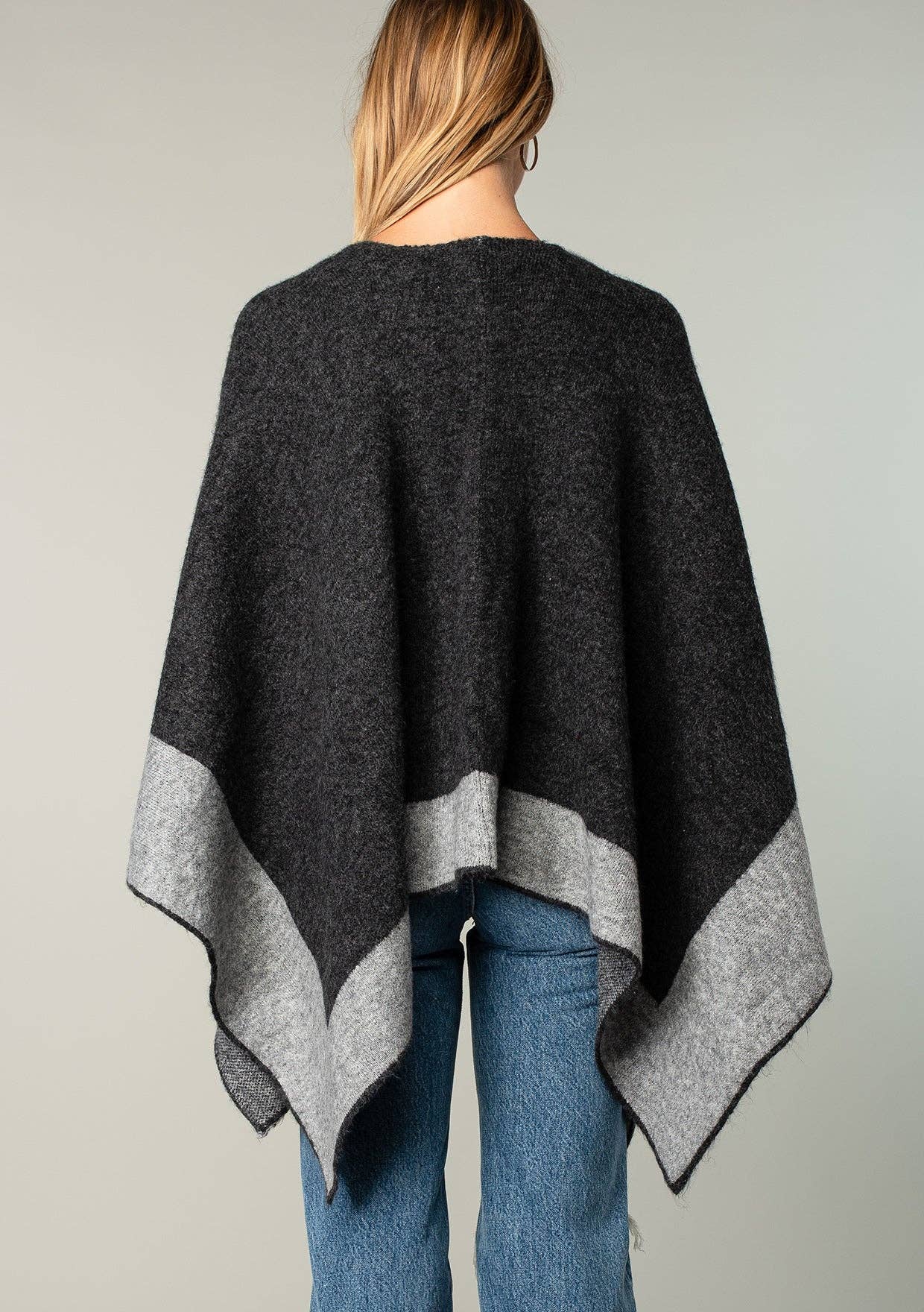 Relaxed Color Block Cape Cardigan Poncho